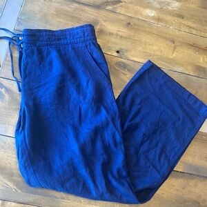 Next Linen blend navy parallel wide leg pants size 16R‎